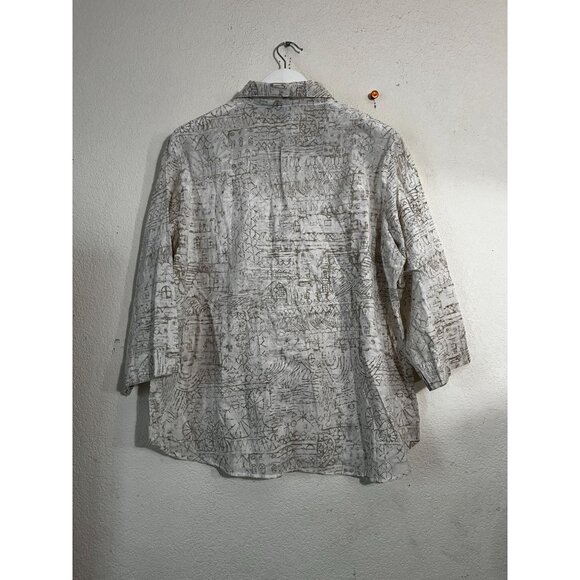 Chico's Womens Printed Button-Up Shirt Top Size 3 Lightweight 3/4 Sleeve Casual - Picture 5 of 9